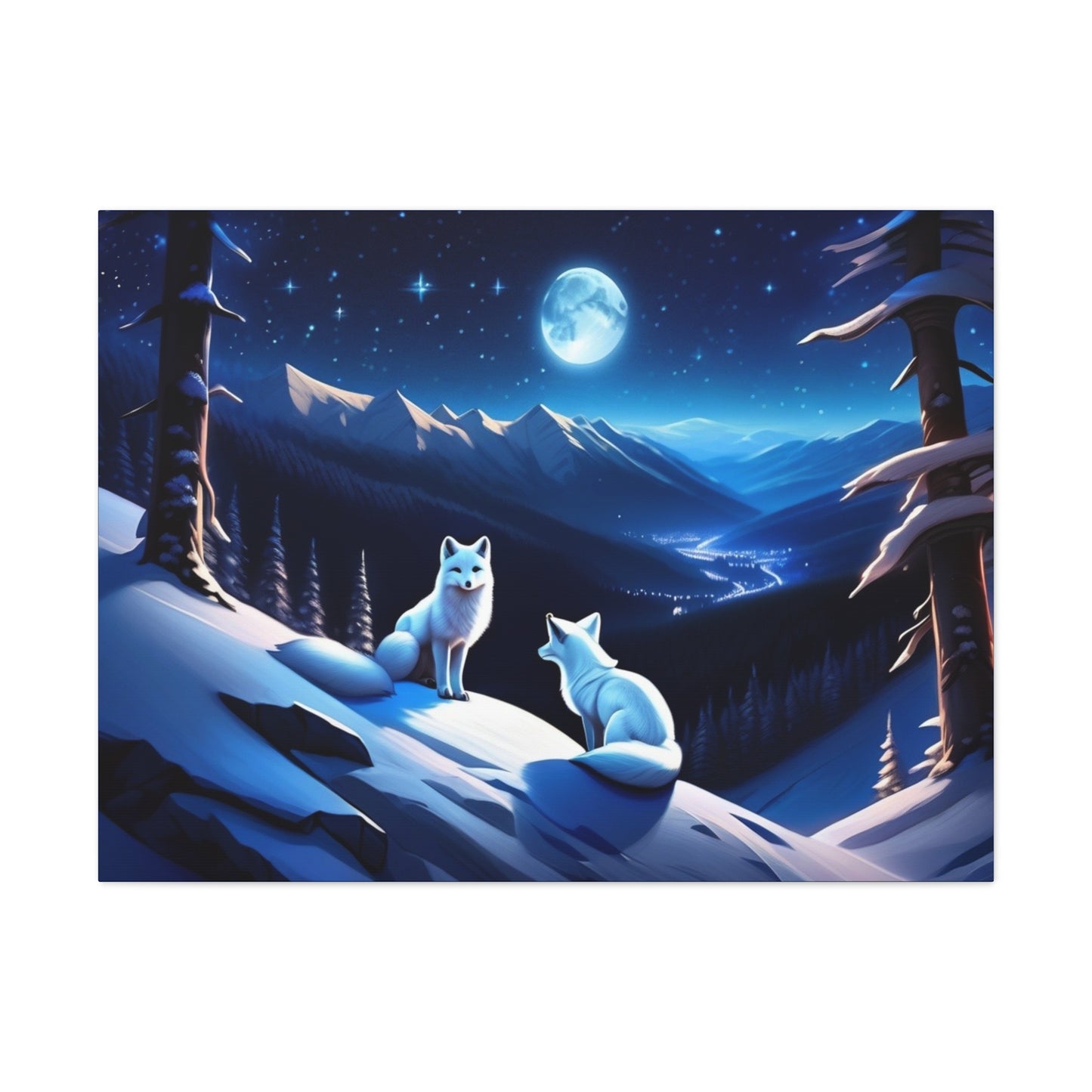 Arctic Foxes at Night