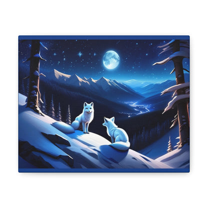 Arctic Foxes at Night